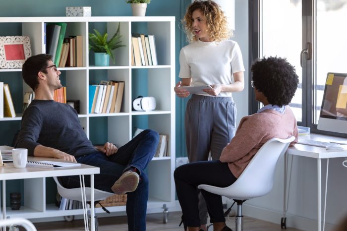 casual young business people working with the digital