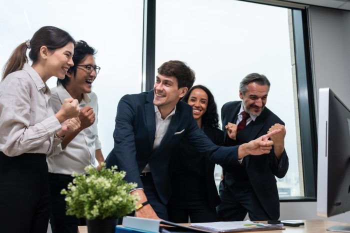 group of multi ethnic businessman and businesswoman